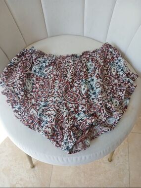 Women's Paisley Print Elastic Waist Shorts - Red & Navy